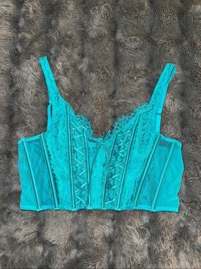 Victoria's Secret Teal Lace Longline Corset Top
